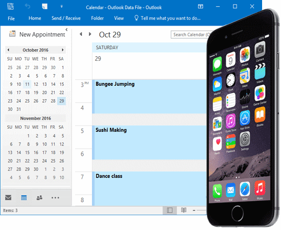 Outlook for mac meeting only shows on my computer. how to show on iphone 8